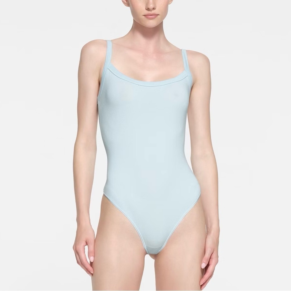 SKIMS Cotton Jersey Scoop Neck Bodysuit in Opal